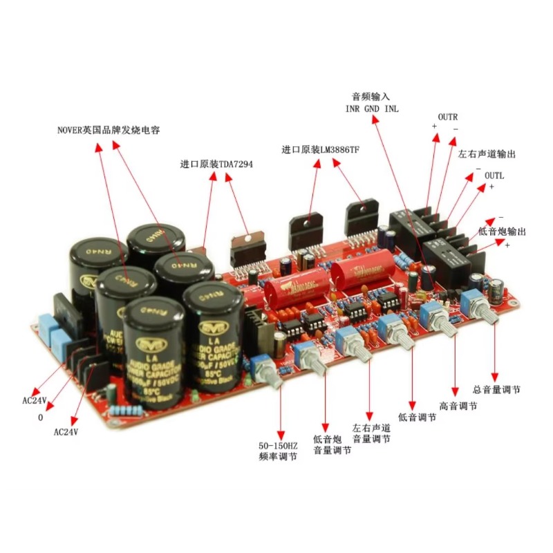 Audio Home Cinema - Carte amplificatrice haute performance 2.1 canaux